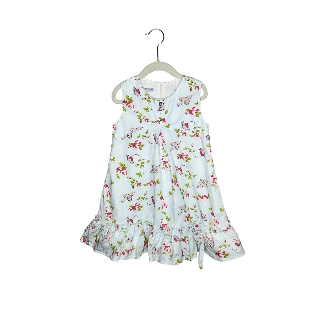 Tyrol Girl's 100% Cotton Dress Birds Roses Ruffle Sleeveless Bow 4